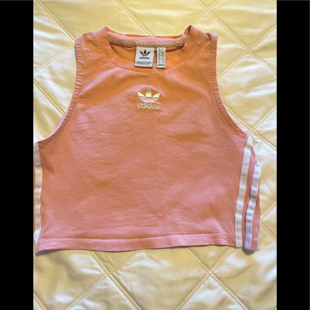 Adidas striped crop top
